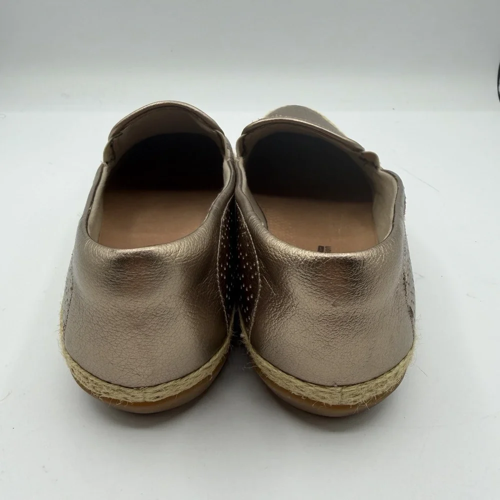 Clarks Danelly Molly Shoes Womens 9.5 M Metallic Gold Perforated Leather Slip On